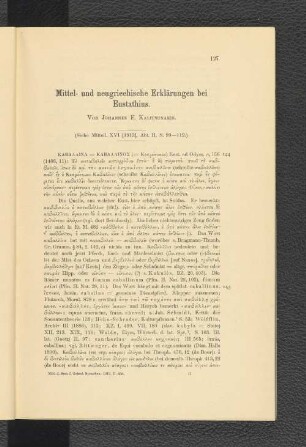 Mittel- und neugriechische Erklärungen bei Eustathius.