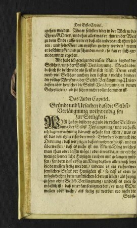 Das Ander Capittel. Gründe und Ursachen daß die Selbst-Verläugnung ... [u. a.]
