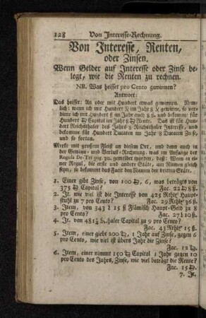 Von Interesse, Renten, oder Zinsen.