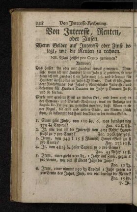 Von Interesse, Renten, oder Zinsen.