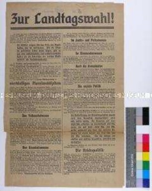 Flugblatt der SPD zur Landtagswahl in Sachsen 1909