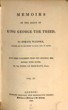 Memoirs of the reign of King George the Third, 4