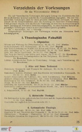 Verzeichnis der Vorlesungen für das Wintersemester 1939/40