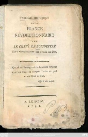 Tableau Historique De La France Révolutionnaire