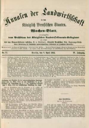 No. 15. Berlin, den 6. April 1864. IV. Jahrgang.