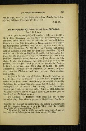 ¬Der¬ naturgeschichtliche Unterricht und seine Hülfsmittel