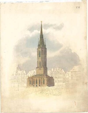 Neureuther, Gottfried von; Halle (Saale), Marktplatz; Roter Turm - Ansicht