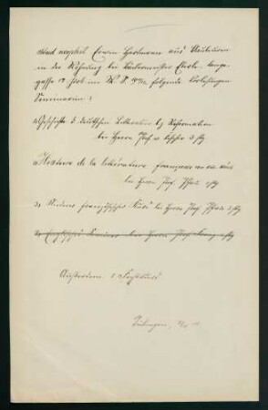 Belegungen Wintersemester 1911/1912