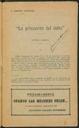 La princesita del delta : novela inédita