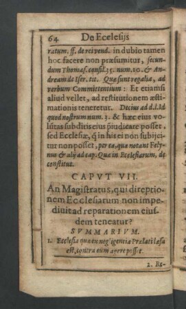 Caput VII. An Magistratus, qui direptionem Ecclesiarum non impediuitad reparationem eiusdem teneatur?