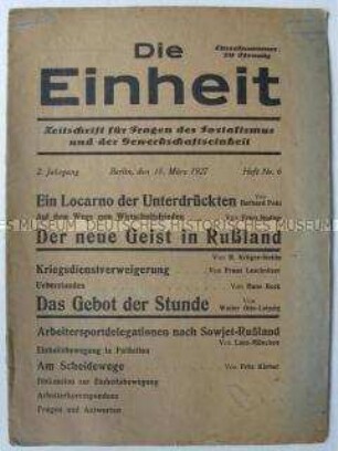 Sozialistische Halbmonatszeitschrift u.a. zum sozialistischen Aufbau in der Sowjetunion