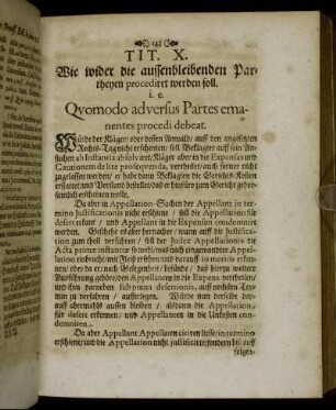 Tit. X. Wie wider die aussenbleibenden Partheyen procediret werden soll. [...]