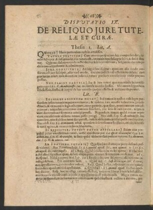 Disputatio IX. De Reliquio Iure Tutelae Et Curae