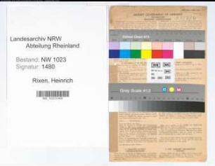 Entnazifizierung Heinrich Rixen , geb. 27.02.1891 (Gerichtsvollzieher)
