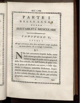 Parte I. Delle Leggi Della Irritabilita Musculare Capitolo I. Legge I.