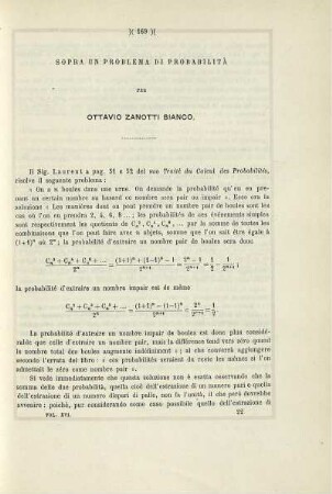 Sopra un problema di probabilità.