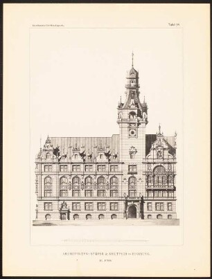 Konkurrenzentwürfe für ein Rathaus in Stuttgart, zusammengest. v. W. Kick, Stuttgart 1895: Ansicht