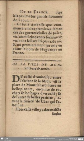 De La Ville De Montricard & autres