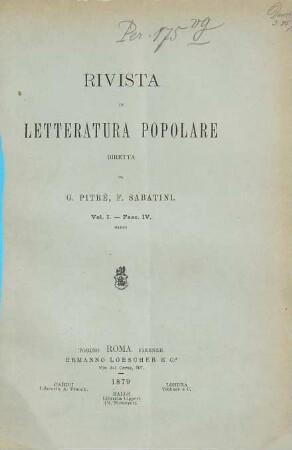 Rivista di letteratura popolare. 1,4. 1879