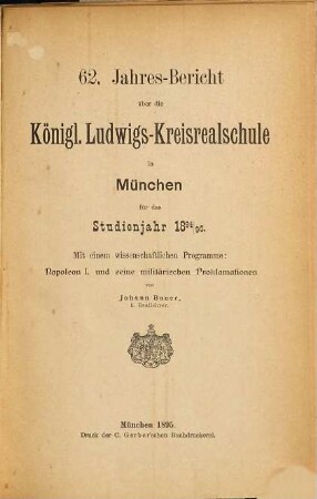 Jahresbericht über die Königl. Ludwigs-Kreisrealschule in München : für das Studienjahr ... 1894/95