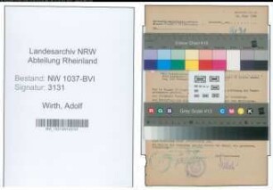 Entnazifizierung Adolf Wirth , geb. 24.09.1901 (Dreher)