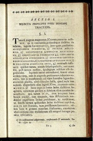 Sectio I. Selecta Principia Juris Romani Tractans.