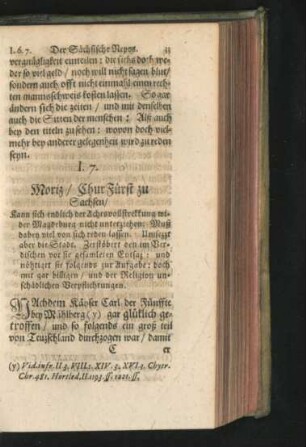 7. Moriz/ ChurFürst zu Sachsen.