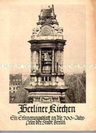 Sonderdruck zur 700-Jahrfeier Berlins über Kirchen in der Hauptstadt