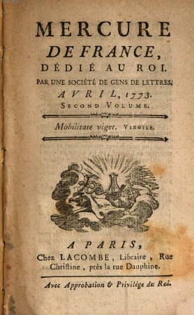 Mercure de France. 1773, 4, Vol. 2