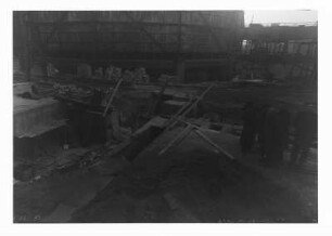 Industrie-Kraftwerk. Baustelle zur Behebung von Schäden am Kabelkanal Pumpenhaus : Lauta (Niederlausitz). Industrie-Kraftwerk. Baustelle zur Behebung von Schäden am Kabelkanal Pumpenhaus