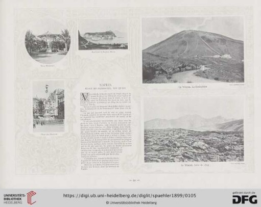 Villa Nazionale - Environs de Naples. Nisida - Le Vésuve. Le funiculaire - Place des Martyrs -Le Vésuve. Lave de 1897