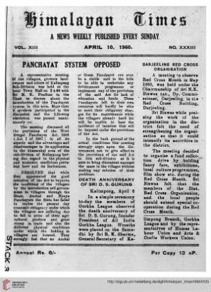 No. XXXIII (10 April 1960)