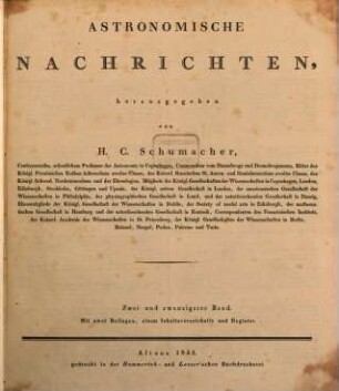 Astronomische Nachrichten = Astronomical notes. 22, 22. 1844