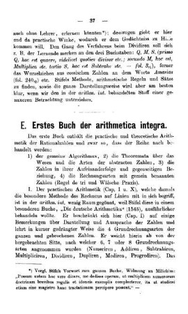 E. Erstes Buch der arithmetica integra.