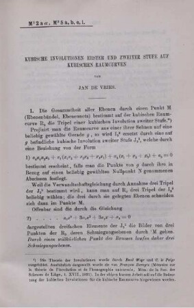 Kubische Involution erster und zweiter Stufe auf kubische Raumcurven.