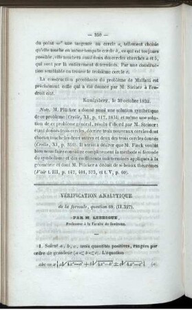 Vérification analytique.