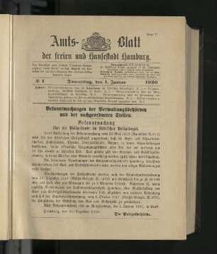 No. 1, 1. Januar 1920
