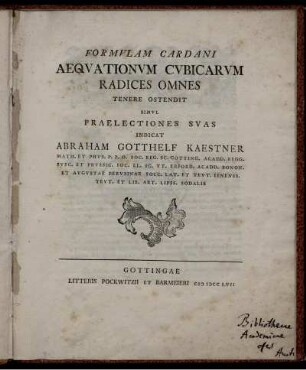 Formula Cardani aequationum cubicarum radices omnes tenere ostendit