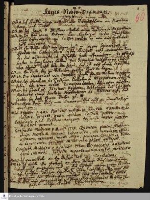 Tagebuchaufzeichnungen von Nikolaus Dal.