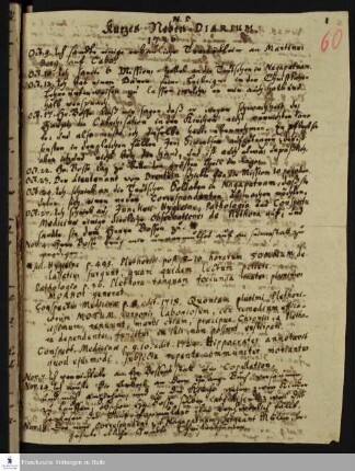 Tagebuchaufzeichnungen von Nikolaus Dal.