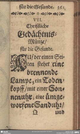 VII. Christliche Gedächtnis-Münze, für die Gesunde