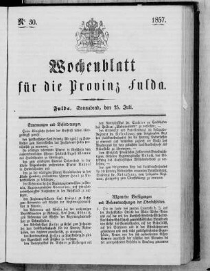 Nr. 30, Ausgabe vom 25. Juli 1857