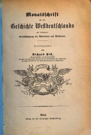 Monatsschrift für die Geschichte Westdeutschlands, 4. 1878