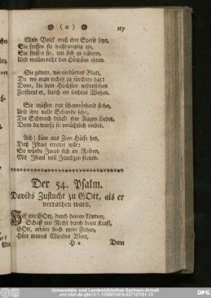 Der 54. Psalm. Davids Zuflucht zu Gott, als er verrathen ward.