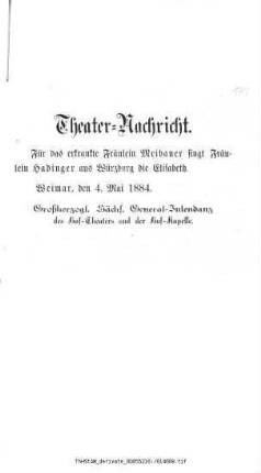 Tannhäuser oder Der Sängerkrieg auf Wartburg