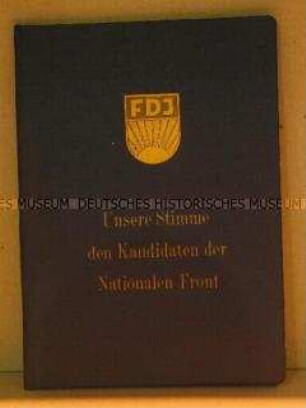 Mappe der FDJ zur Unterstützung der Kandidaten der Nationalen Front (ohne Inhalt)