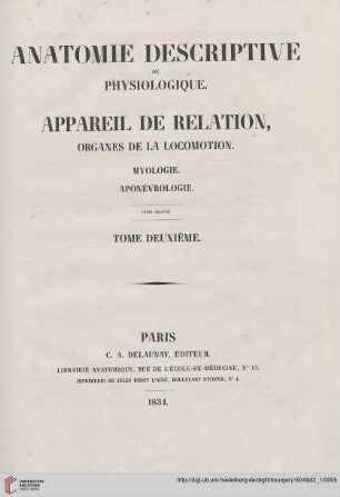 Band 2, Text: Traité complet de l'anatomie de l'homme: comprenant la médicine opératoire: Anatomie descriptive ou physiologique, appareil de relation, organes de locomotion : myologie, aponévrologie