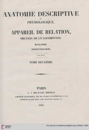 Band 2, Text: Traité complet de l'anatomie de l'homme: comprenant la médicine opératoire: Anatomie descriptive ou physiologique, appareil de relation, organes de locomotion : myologie, aponévrologie