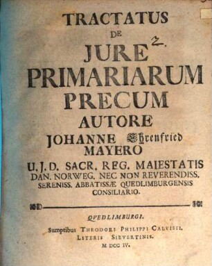 Tractatus De Jure Primariarum Precum