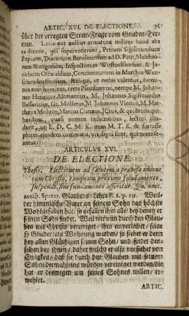 Articulus XVI. De Electione. - Articulus XX. De Justificatione Et Fide.